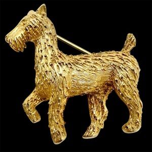 BOUCHER Vintage Gold Tone Terrier Dog Brooch Pin Signed